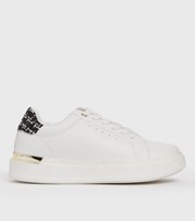 New Look White Boucle Metal Trim Lace Up Trainers